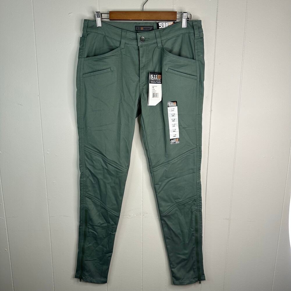 5.11 Tactical Wyldcat Pant Womens 10 Long Thyme Green Skinny Moto Zip NWT